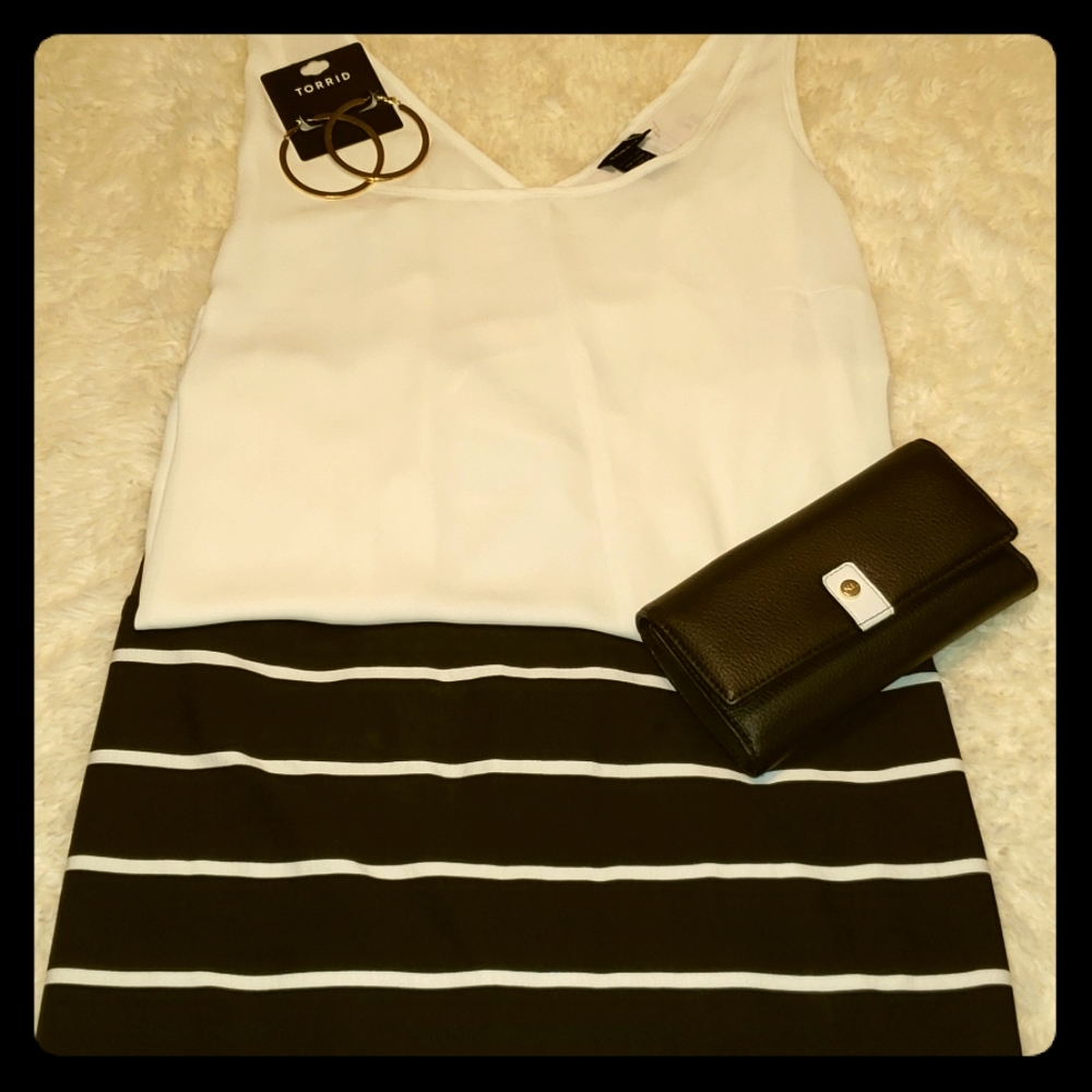 STRIPED PONTE ELASTIC SIDES MINI SKIRT